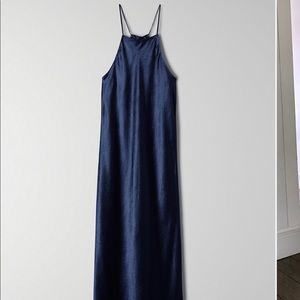 Navy Satin Aritzia Dress